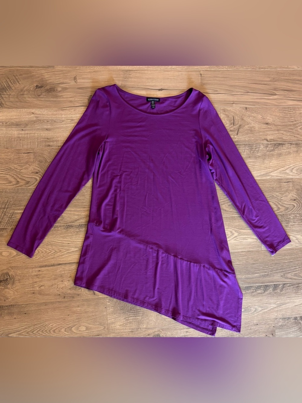 Eileen Fisher Asymmetric Jersey Top – Purple | Size Medium